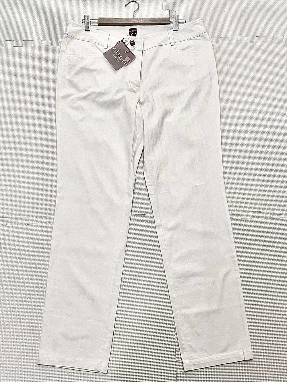 Olsen Europe Lisa White Textured Stretch Pants Size EU 44 NWT